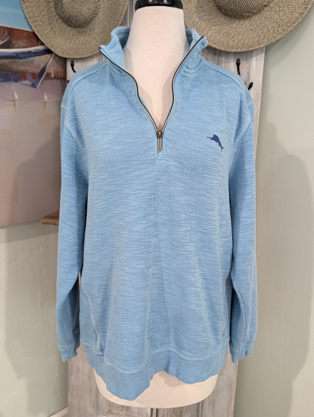 Tommy Bahama Sky Blue Quarter-Zip Pullover